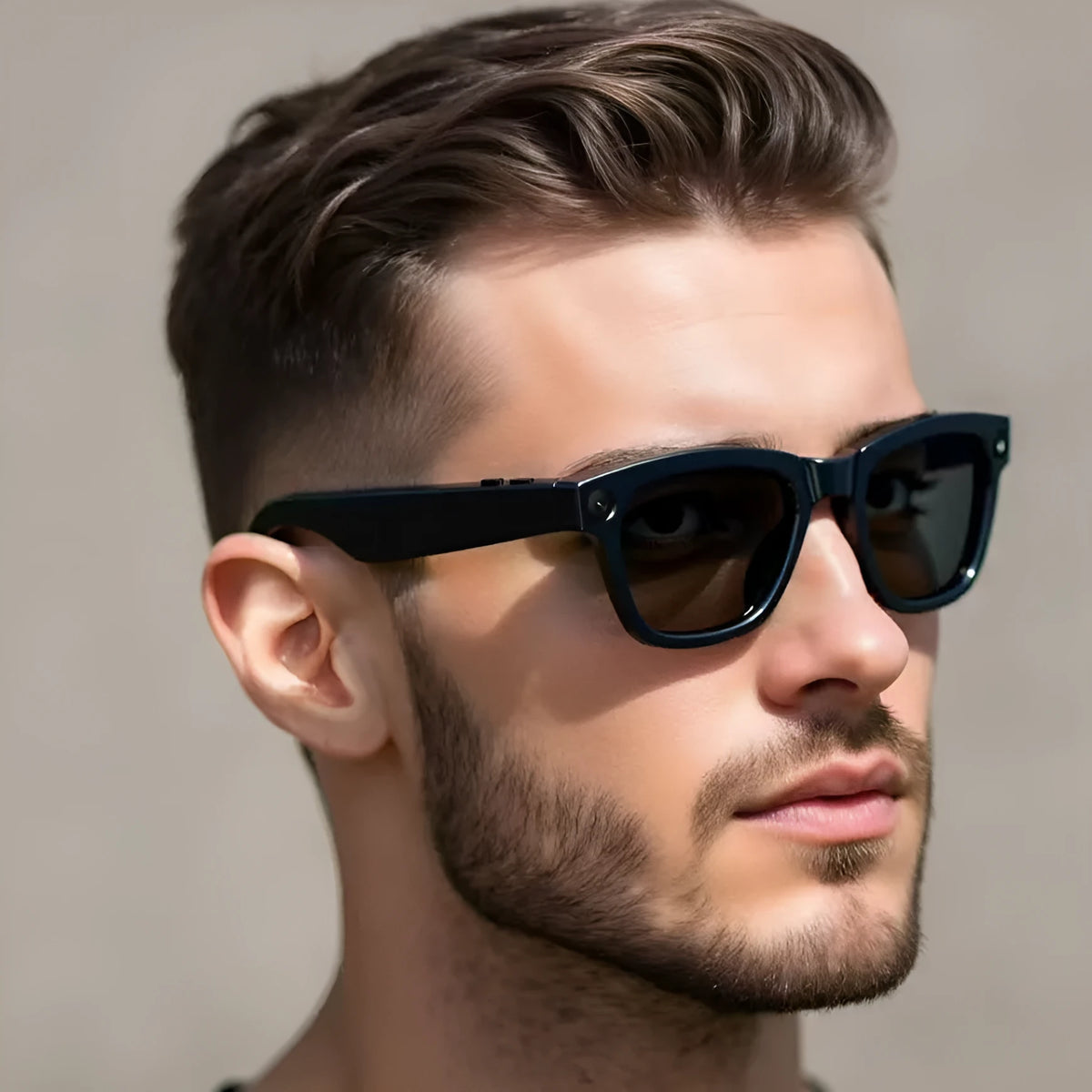 M01 intelligent video glasses with HD camera and AI translation features in PC ABS frame