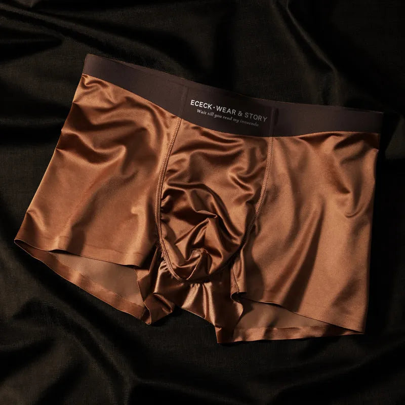 Men's colourblock ice silk underwear with seamless sports design