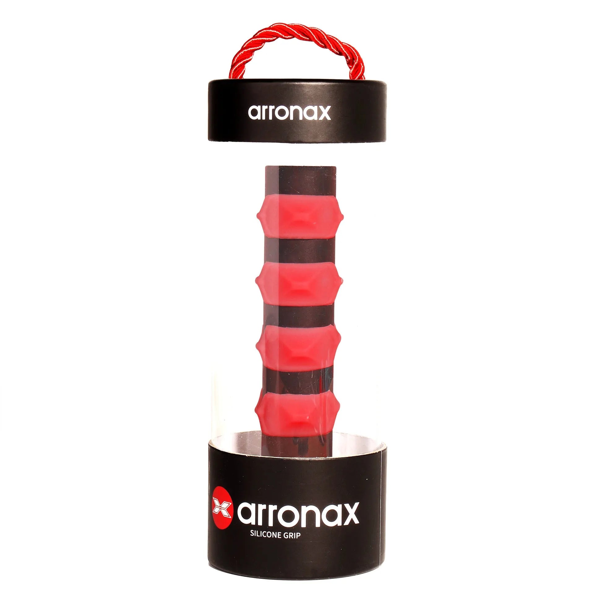 Silicone tennis racket hand grip buckle in multiple colours showing 17.6cm x 6.4cm dimensions
