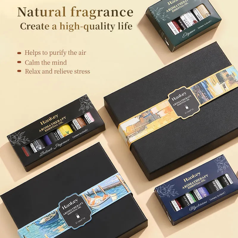 Boxed set of water-soluble aromatherapy essential oils for fresh air purification