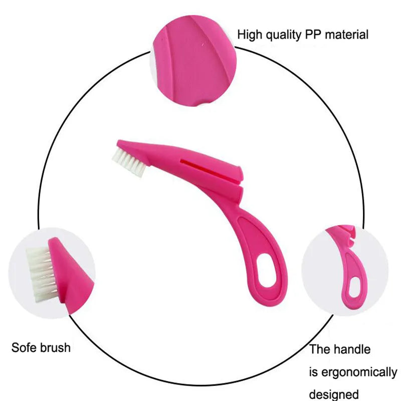 Red and white pet finger toothbrush with silicone bristles for dog and cat dental care