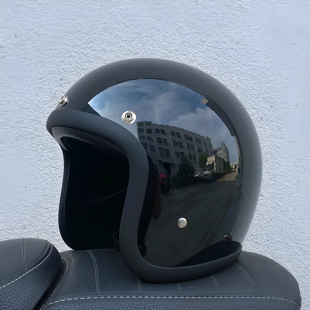 FRP retro-style motorcycle half helmet for electric bike commuting in glass fibre construction