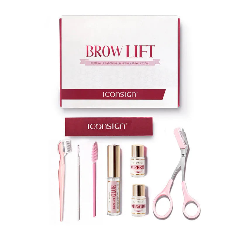 Pink eyebrow quick ironing suit for keratosis removal with included eyebrow perm set