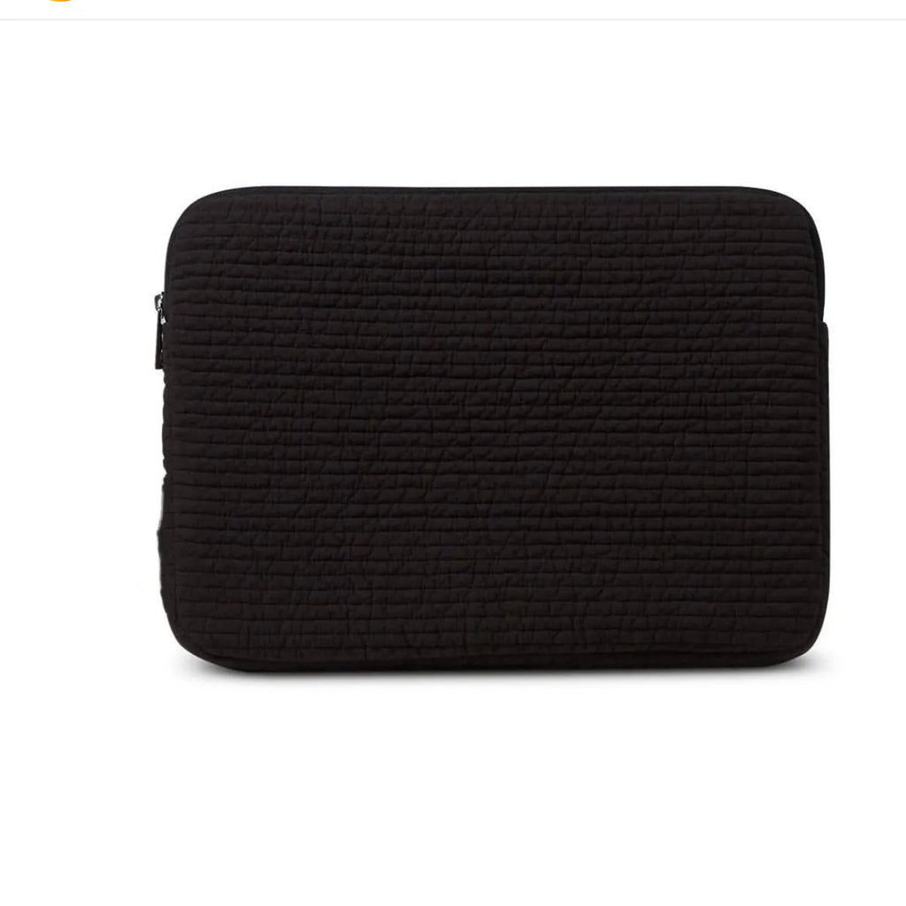 Black and white anti-seismic laptop bag in cotton cloth with internal coin pocket for tablet protection