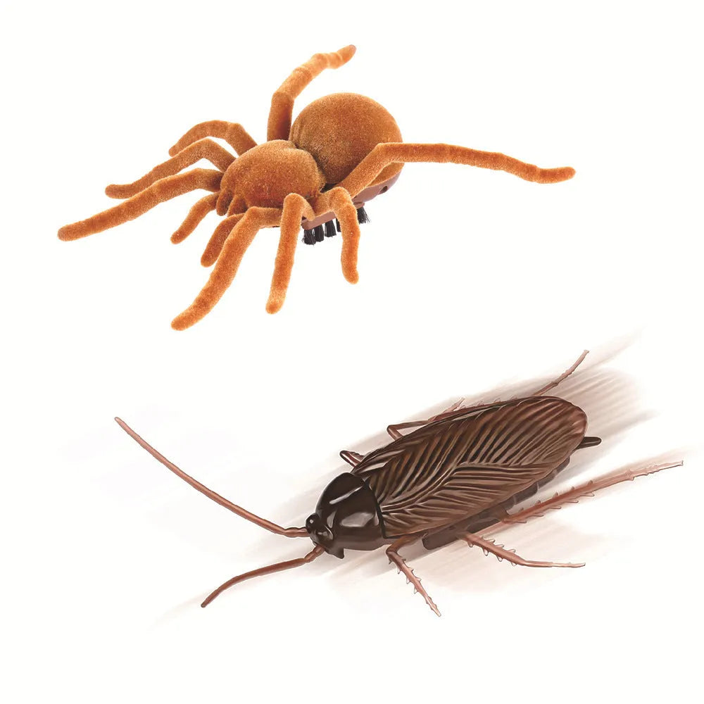 Electric vibration pet toy in choice of cockroach, tarantula, mouse, or dragonfly design.