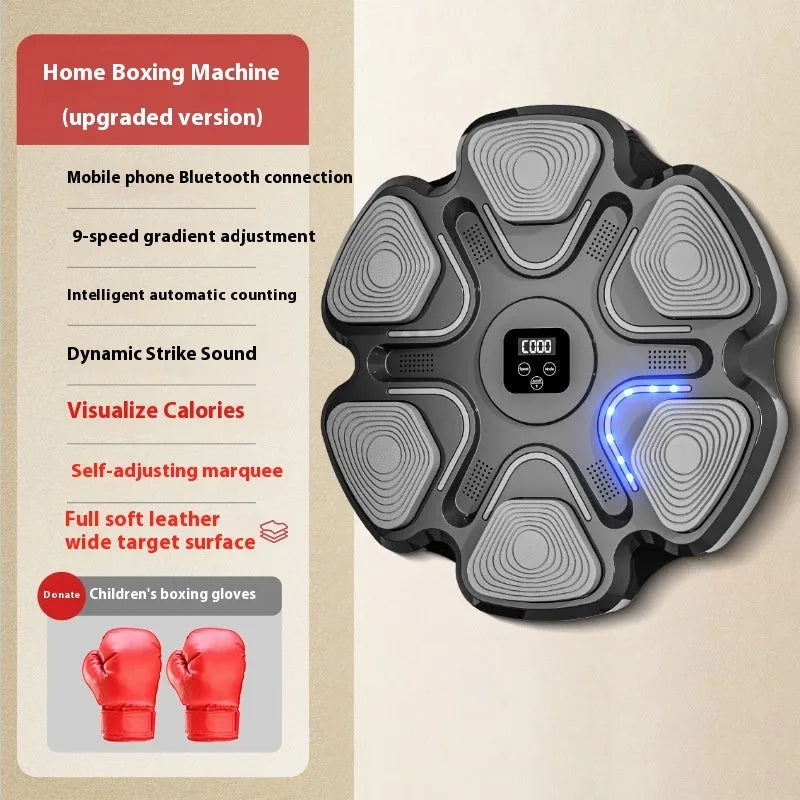 Wall-mounted electronic boxing target with black and white smart focus gloves for adults and children.