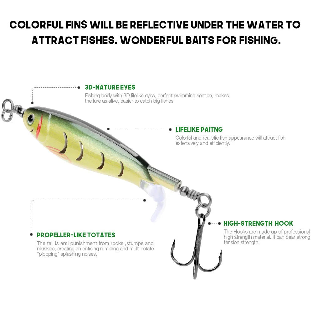 7.5 centimetre long bionic fishing lure in a selection of colours on a blue background.