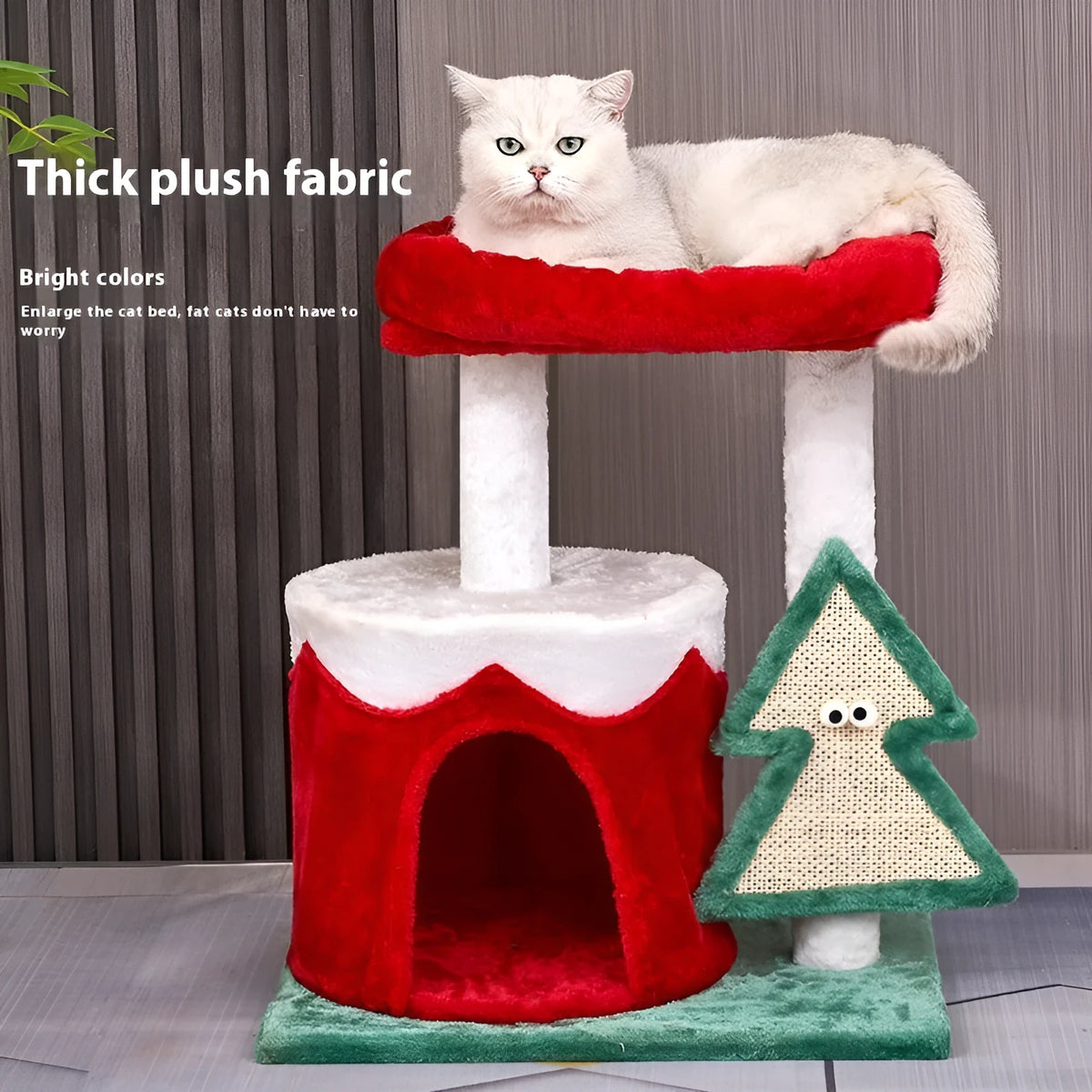 Cat scratch integrated cat toy in Christmas colour matching with density plate body, available in sd1, sd2, and sd3