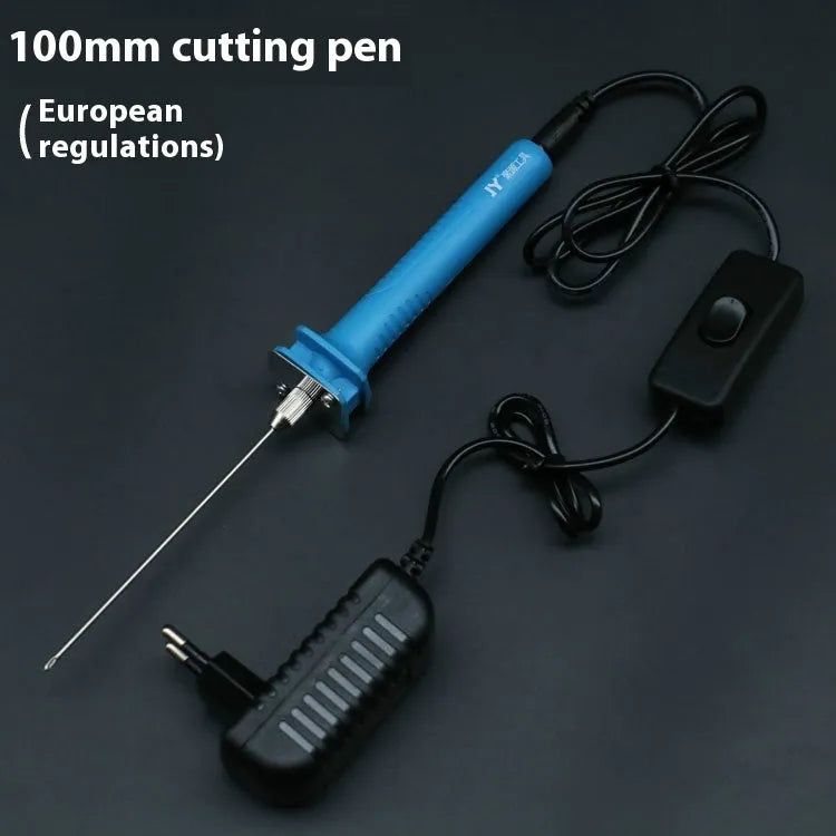 Blue electric heating cutter pen for foam and polystyrene cutting with plastic handle