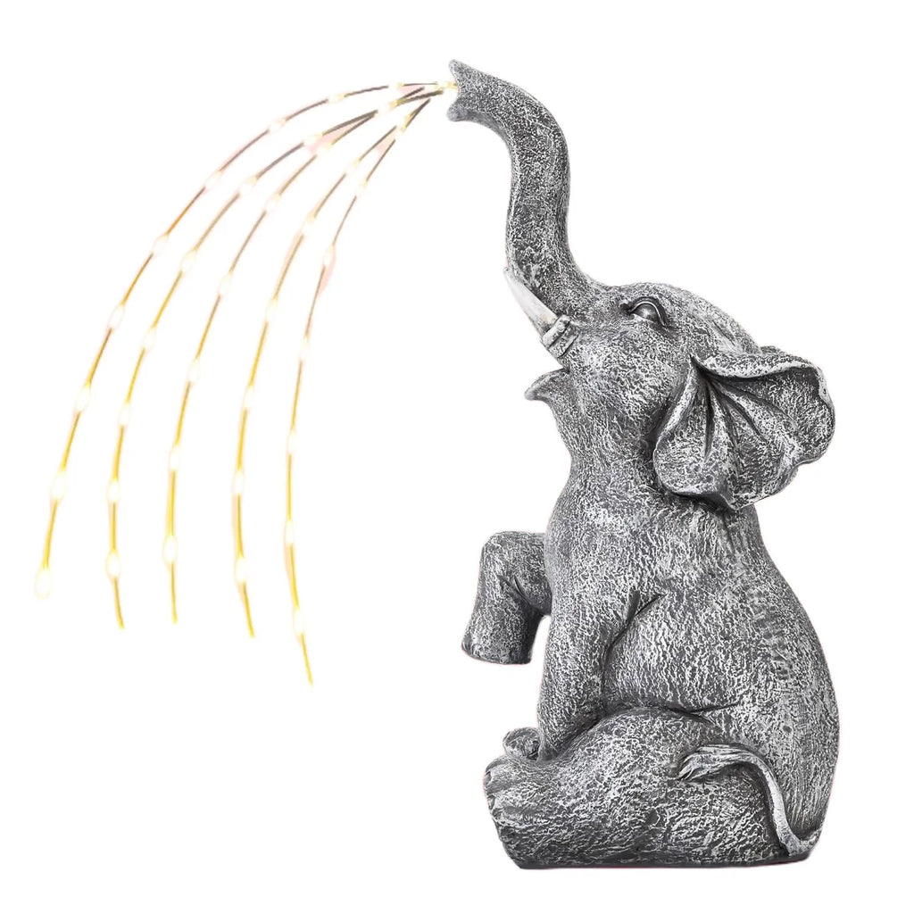Resin elephant garden sculpture outdoor statue with LED light strip decoration