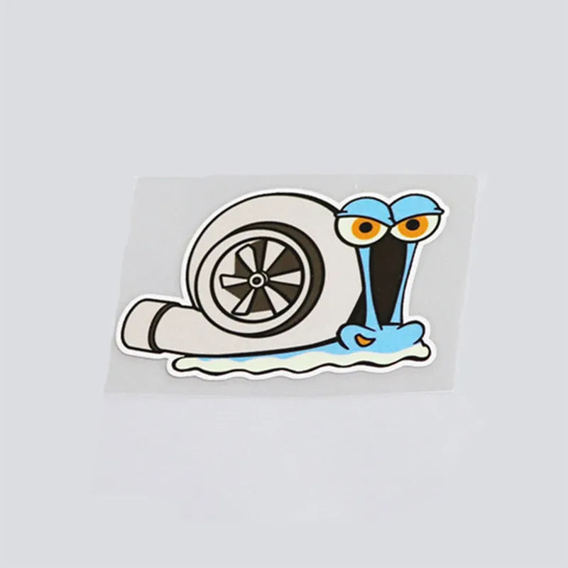 White reflective cartoon pattern car sticker measuring 12 by 8 centimetres.
