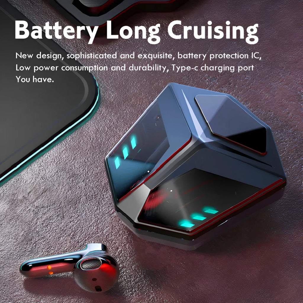 Wireless Bluetooth gaming headset with low latency technology and compact ABS plastic construction