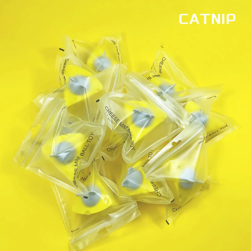 Yellow edible catnip toy ball with cheese flavour for cats