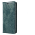 Magnetic flip phone case in genuine leather and TPU for iPhone, showing front cover closed with magnetic closure