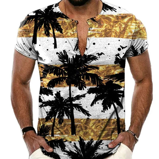 Men's polyester sport shirt with lapel button and short sleeves in various colours