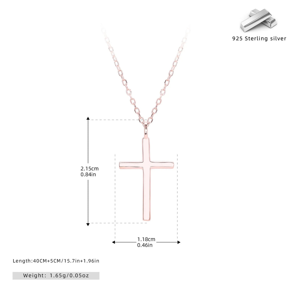 S925 sterling silver cross necklace with adjustable O-chain in gold, platinum or rose gold plating