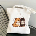 One-shoulder animal pattern canvas women's tote bag with single strap, no inner bag and no zipper, available in nine colours