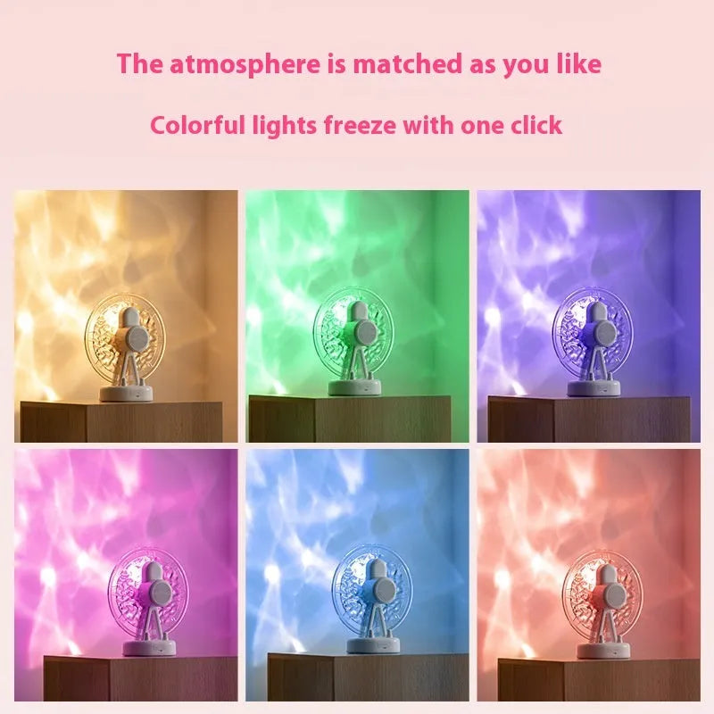White or pink Ferris wheel water ripple design Bluetooth speaker atmosphere light with coloured LEDs.