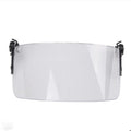 Transparent polycarbonate helmet face mask with guide rail mounting system