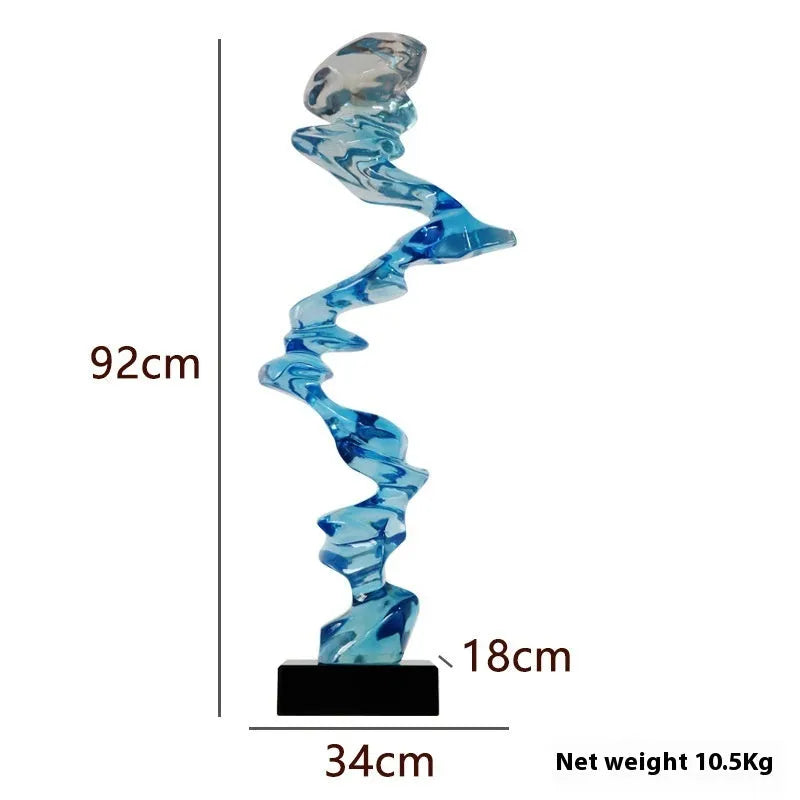 Abstract minimalist resin ornament in bright gold, silver, or blue for tabletop display