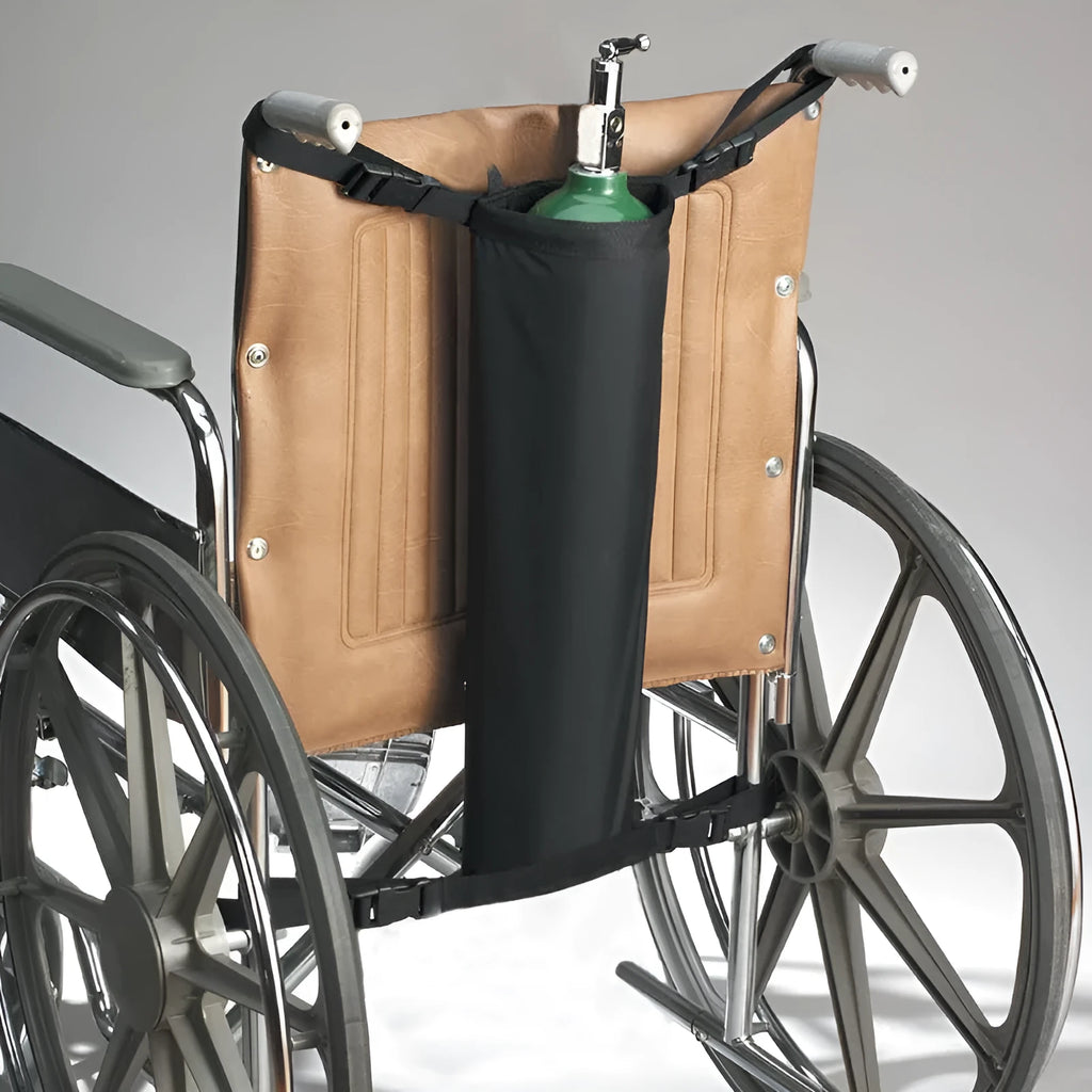 Black cylindrical wheelchair oxygen cylinder pannier bag made from 600D Oxford cloth with Nordic style design