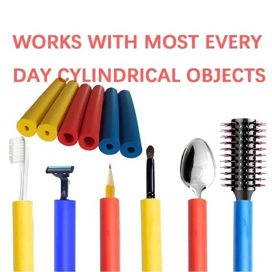 Pack of black rubber auxiliary grip hose sleeves for tableware and pen handles