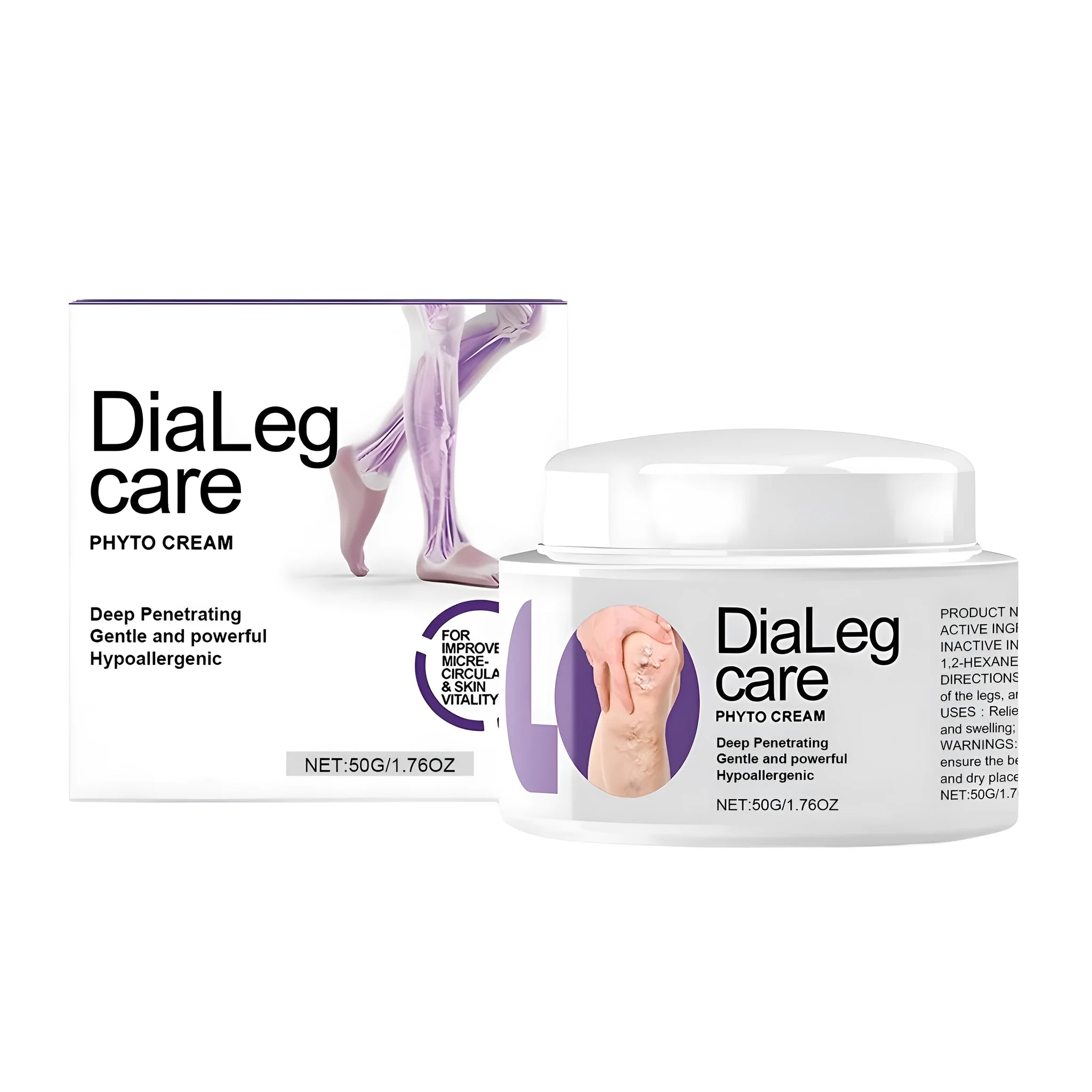 50g jar of varicose vein care cream with mint leaf and shea butter for legs.