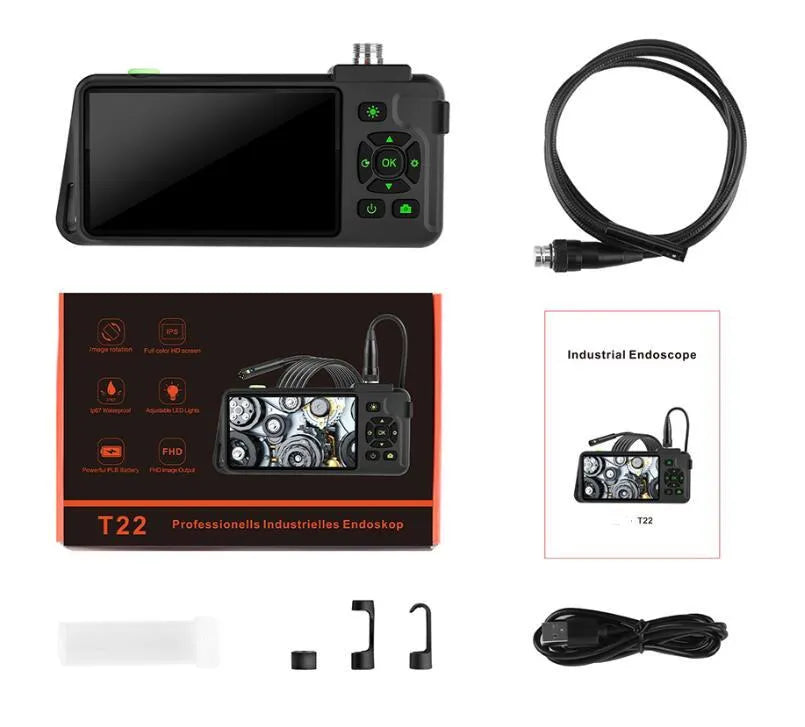 Handheld industrial endoscope with 4.5-inch screen for automotive and pipeline inspection