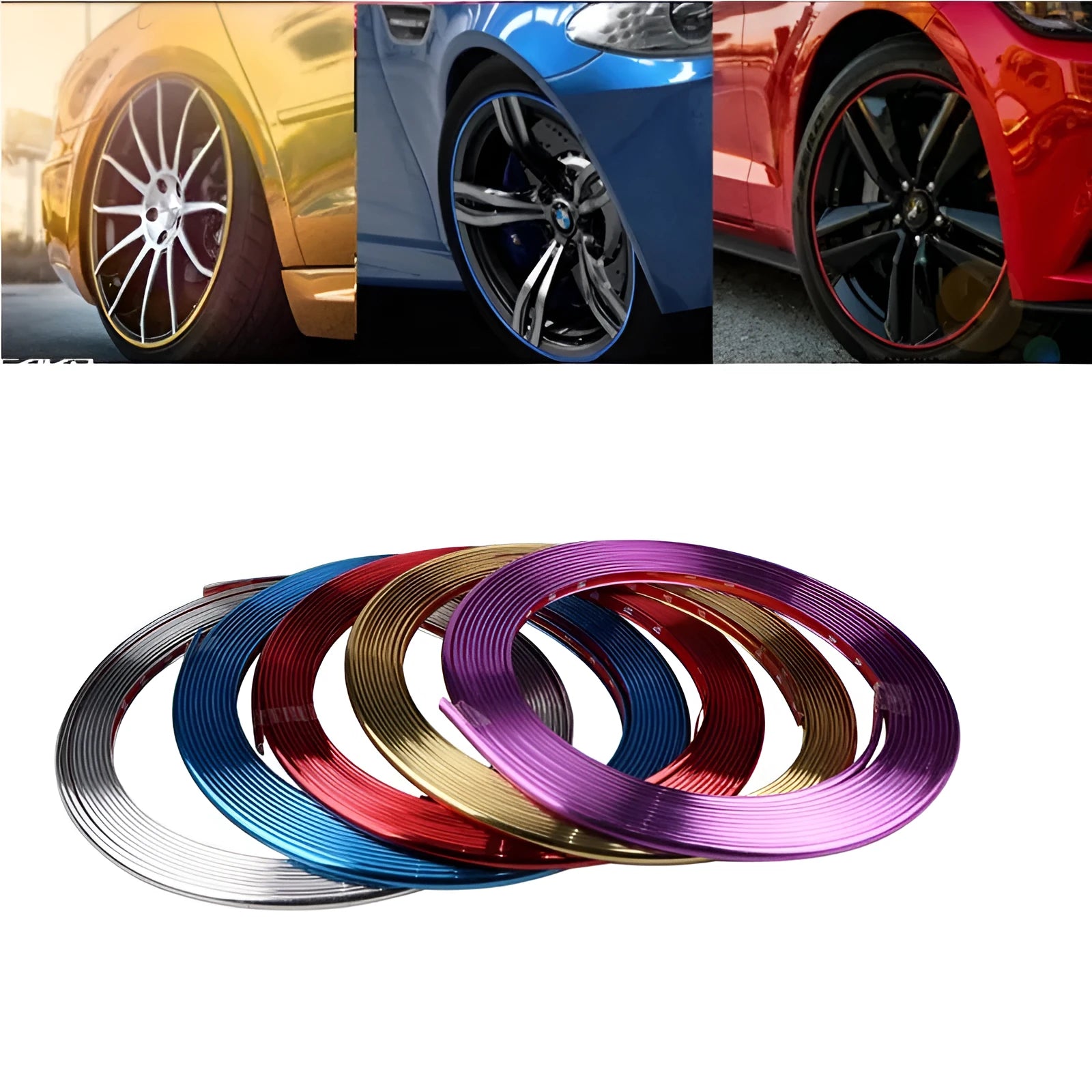 8 metre roll of purple electroplated PVC wheel hub trim for car decoration