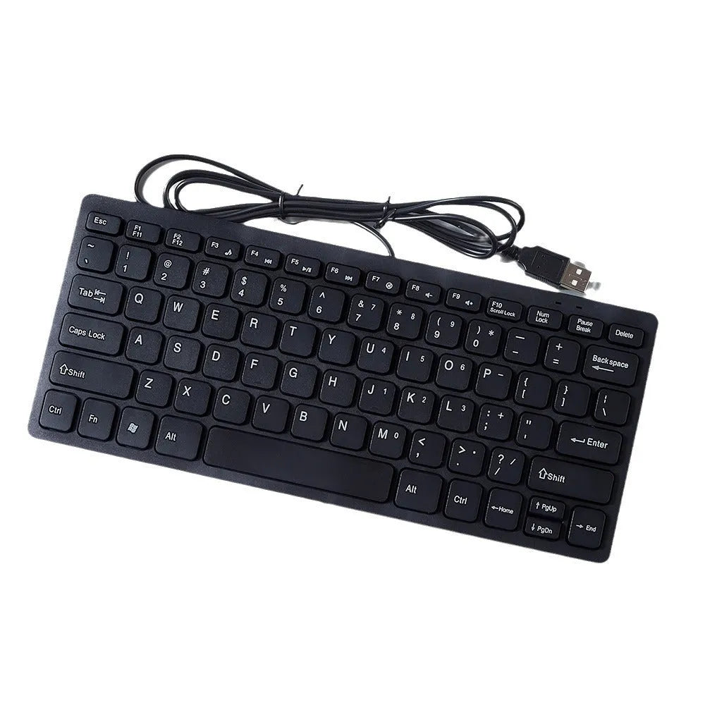 USB wired mini keyboard with noiseless keys in black, white, pink, or blue colours