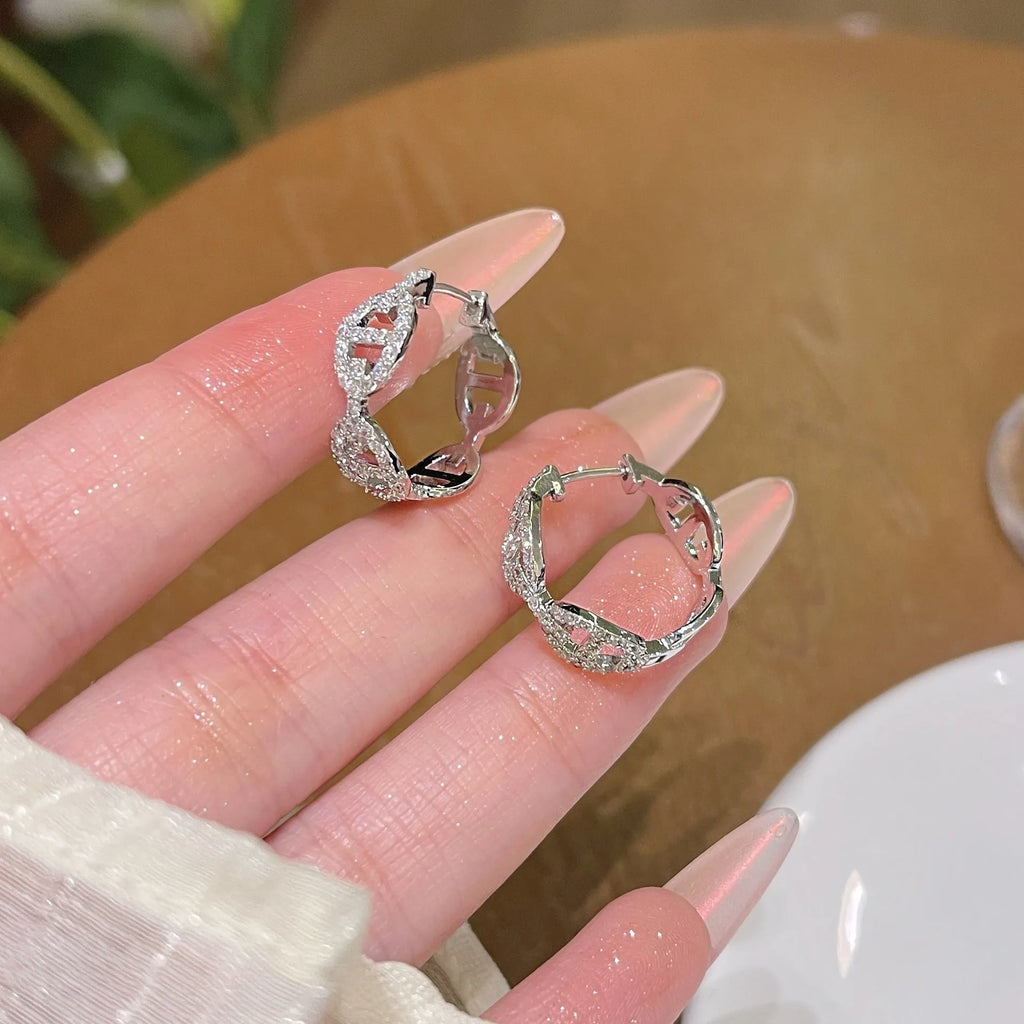 Women's electroplated copper diamond-effect earrings in silver, gold and rose gold colour options
