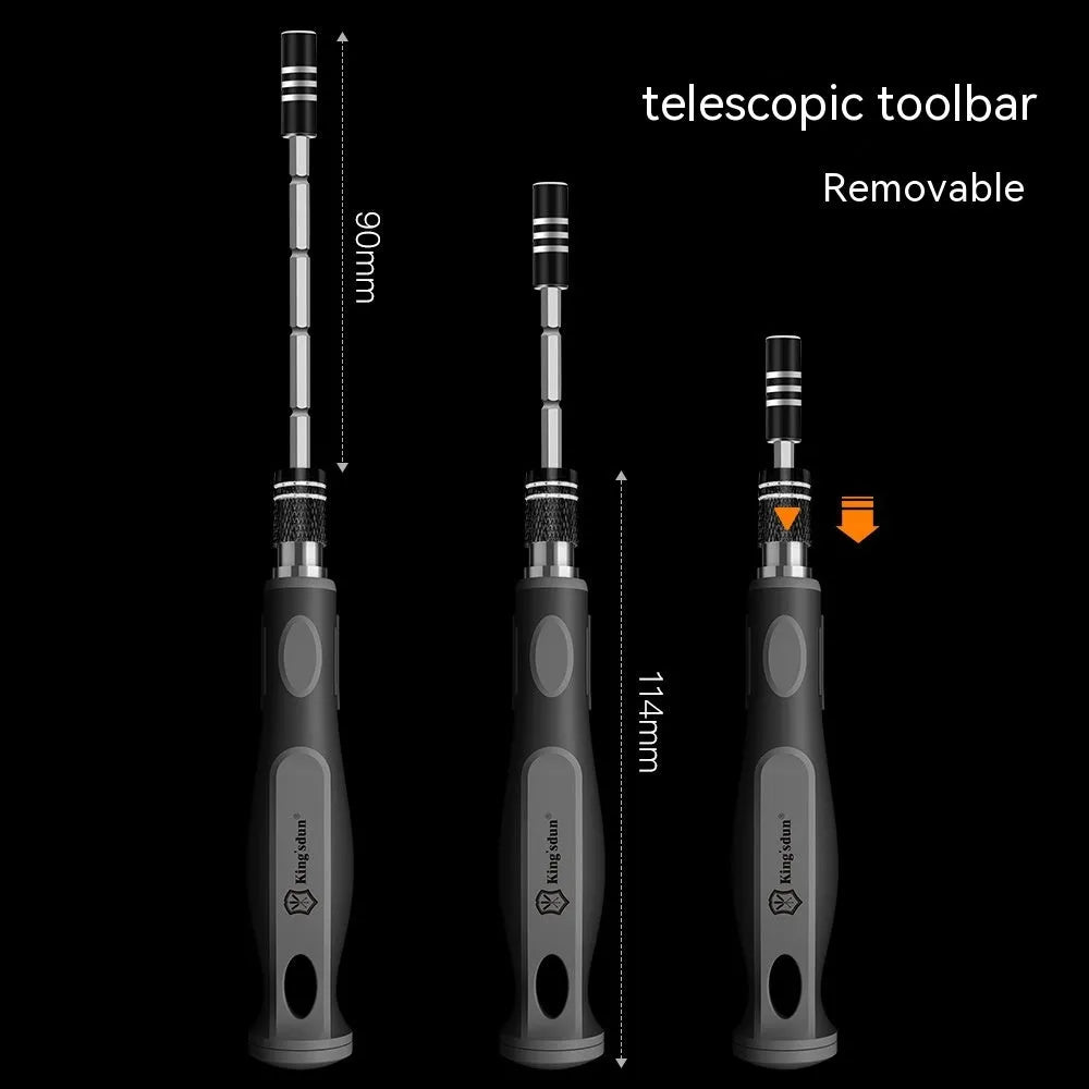 32 in 1 screwdriver set with 30 bits in a black plastic case, showing PH1 head and measuring 130mm long.