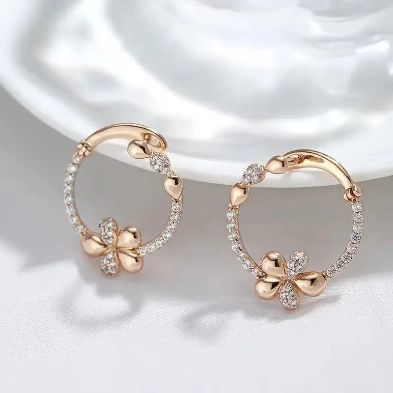 Women's round geometric earrings in copper with electroplated EK13286-FD-01 colour finish