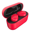 Flame red Qualcomm Bluetooth 5.2 wireless earbuds with charging cable