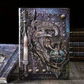 A5 leather notebook with embossed 3D warriors relief design on the cover