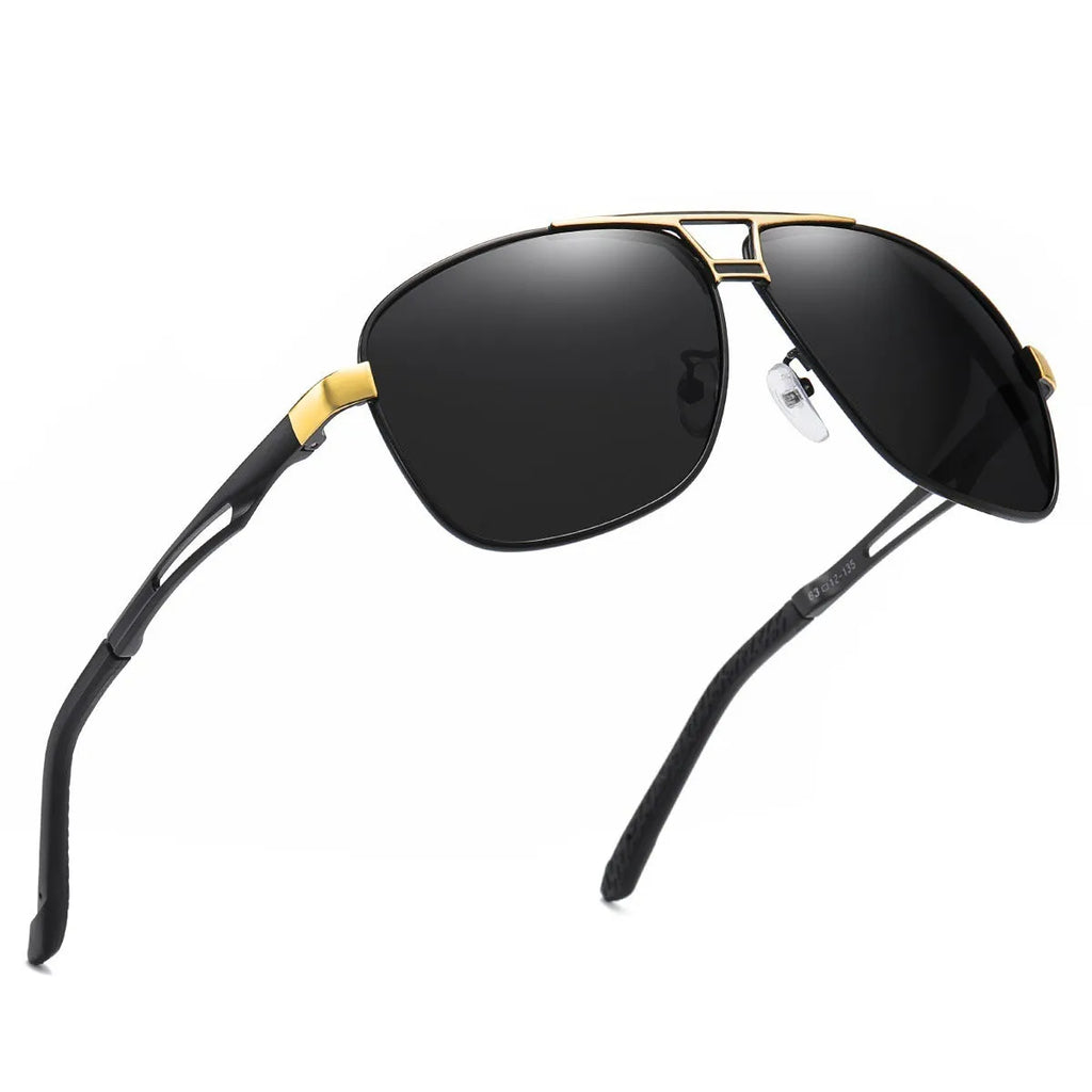 Men's orange red polarised aviator sunglasses with metal frame and TAC lenses.