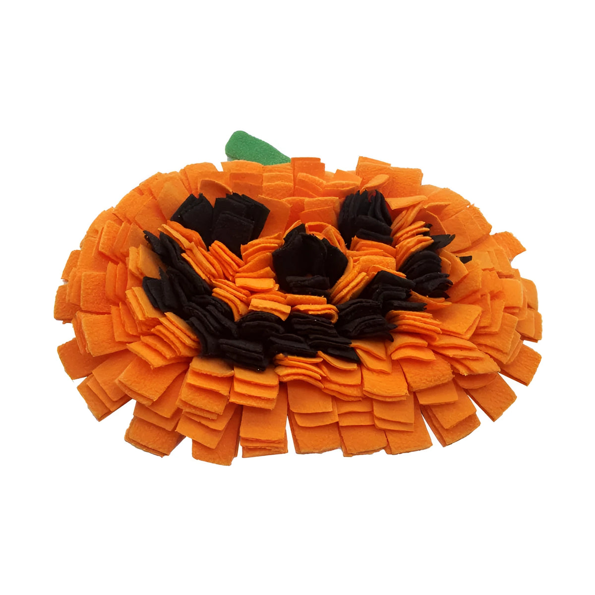 Orange pumpkin design dog sniffing mat with textured fur surface for slow feeding training