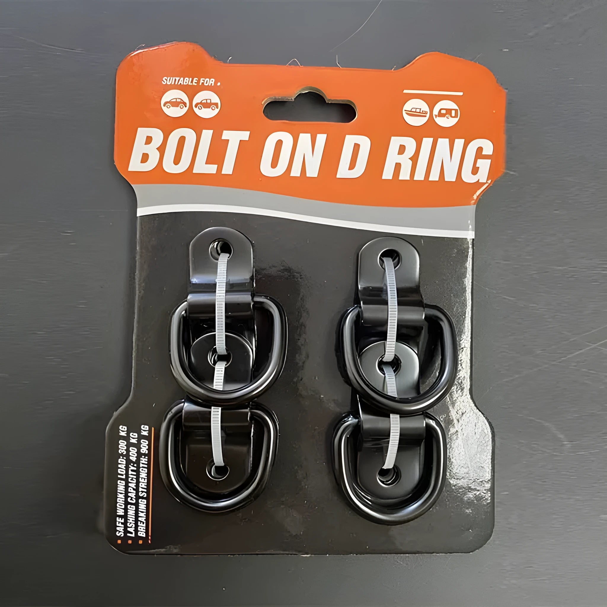 Galvanised carbon steel floor hook with black finish and pull ring for vehicle cargo securing