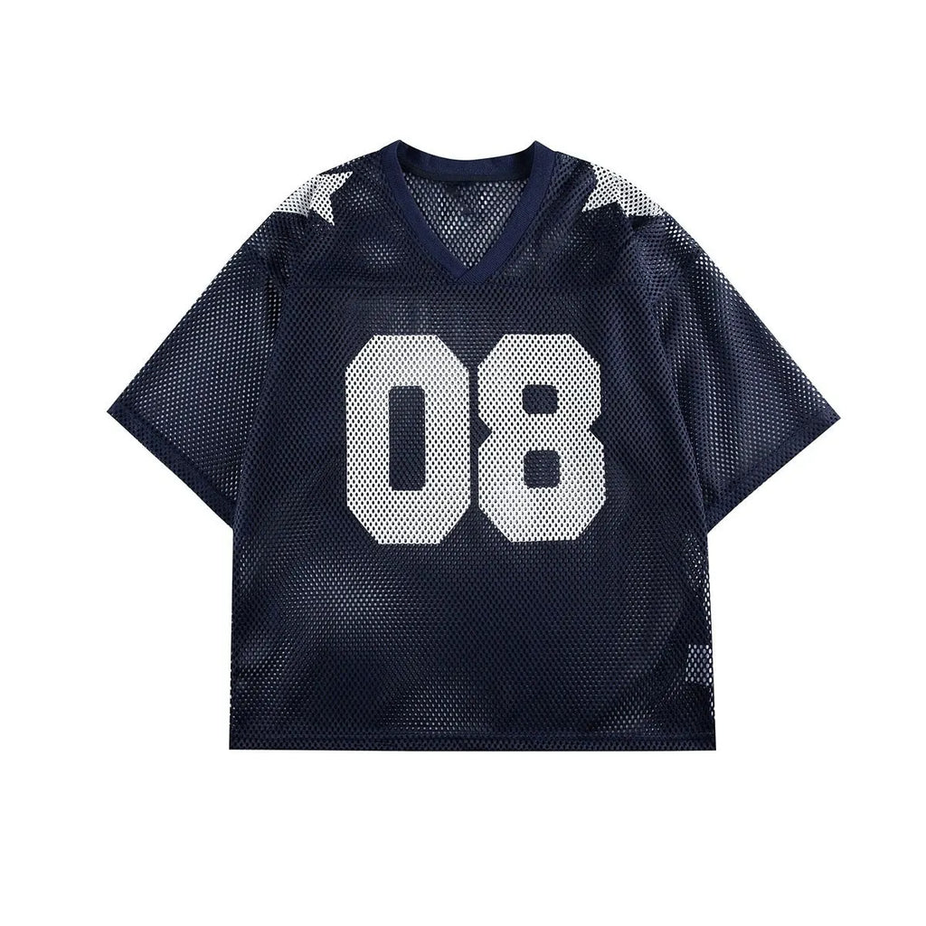 Black and navy blue loose fit half sleeve shirt with letter print pattern