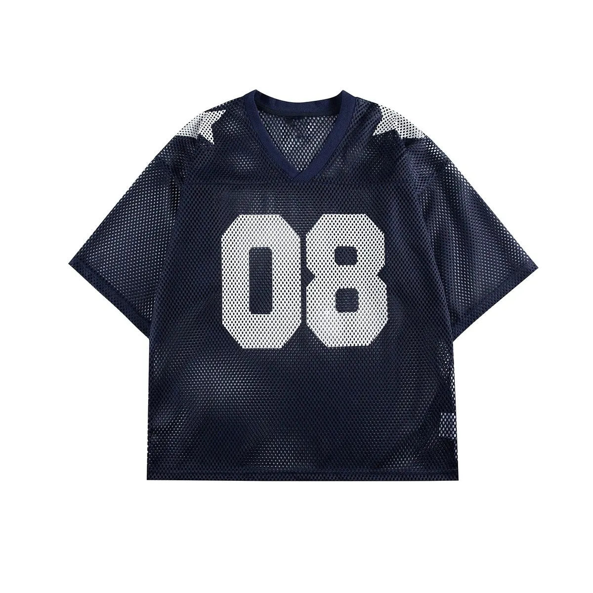 Black and navy blue loose fit half sleeve shirt with letter print pattern