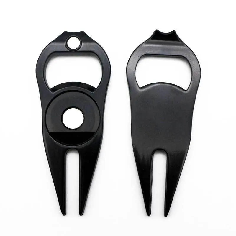 Black green silver zinc alloy golf ball yoke bottle opener tool with ball marking and opening functions
