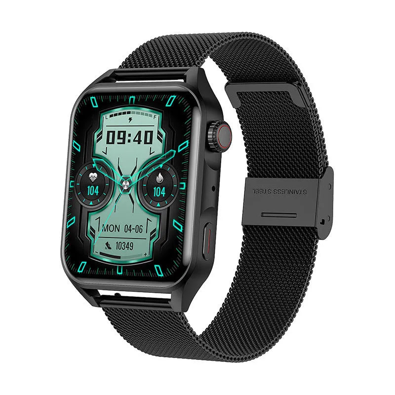 Pink, black, and silver grey smart watch with 1.8-inch AMOLED screen and silicone strap.