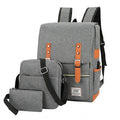Three-piece business backpack in Oxford cloth with curved shoulder straps, shown in black colour