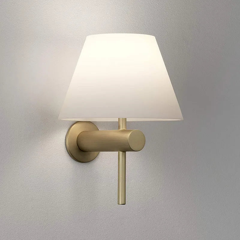 Modern minimalist fabric shade wall lamp in chrome or copper, 210mm, 220V, without light source