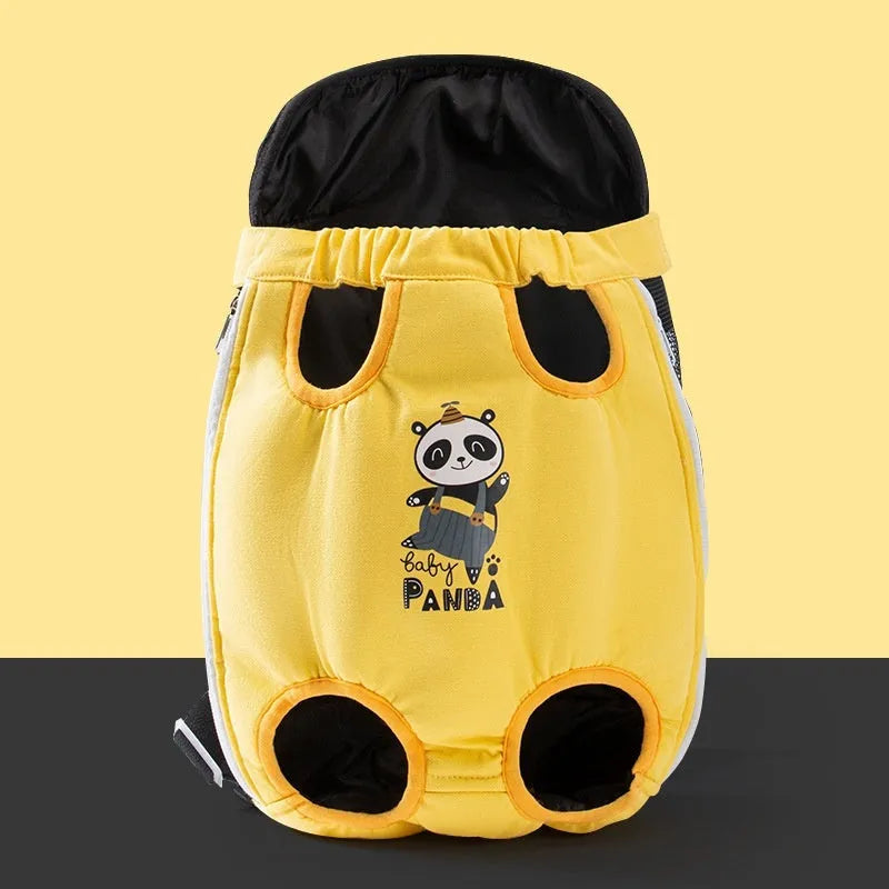 Cartoon animal pattern soft canvas chest bag for cats with ribbon trim and colourful stitching