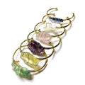 Natural crystal rough stone bracelet with gold winding geometric design in mixed colours