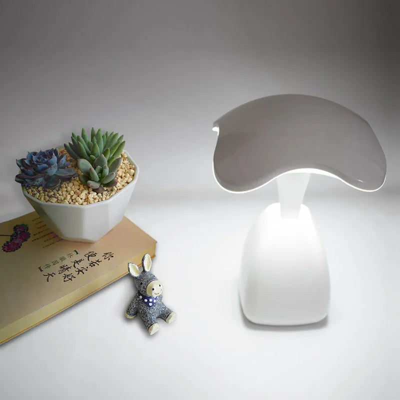 White LED desk lamp with touch control and built-in battery for bedroom and study use