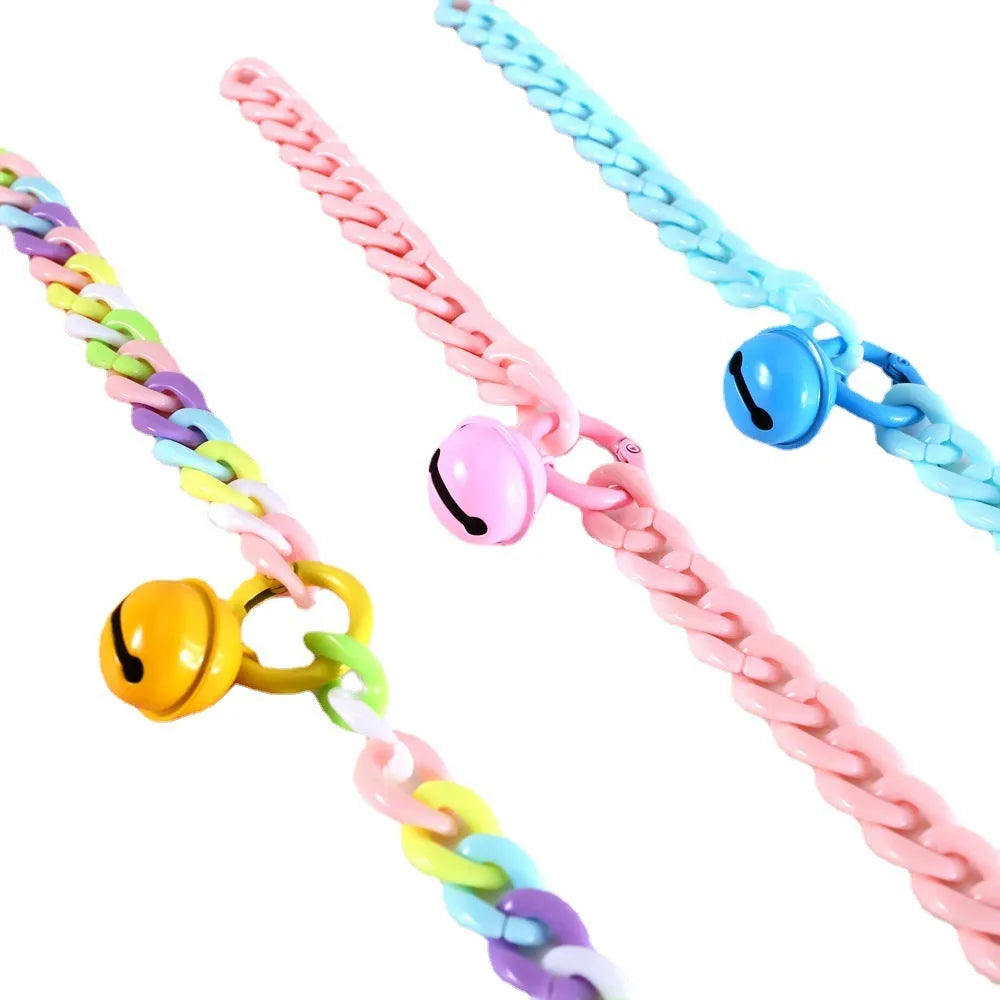 Plastic chain pet collar in macaron candy colours for cats dogs rabbits with adjustable sizing