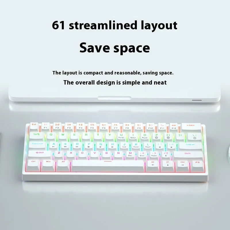 61-key compact mechanical keyboard with hot-swappable sockets and multiple switch options