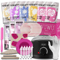 WUWUVISTA black or pink 200cc wax warmer with wax beads, applicators, and aftercare products for home hair removal